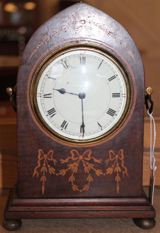 Mahogany and marquetry lancet timepiece